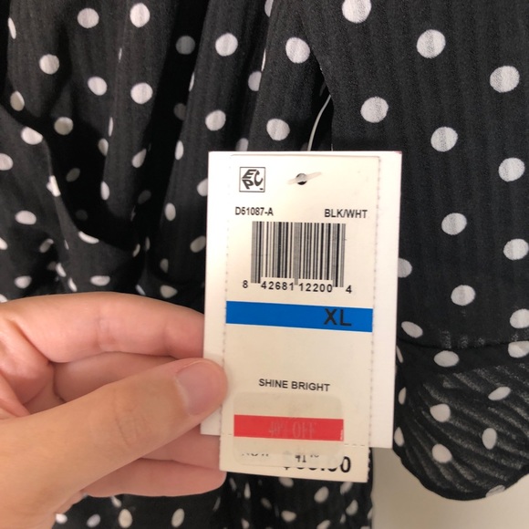 NWT Q & A Black Polka Dot Surplice Wrap Dress - Picture 5 of 8